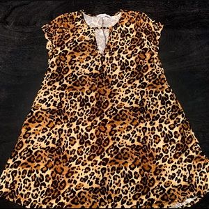 Plus Size Leopard Print Swing Dress